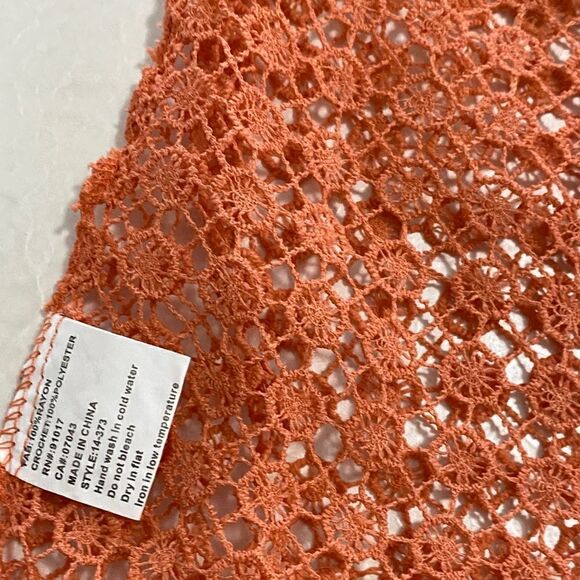 SOLITAIRE boho eyelet boho crochet tunic top orange size S - Picture 3 of 11